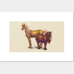 Horse and Donkey Characters Posters and Art